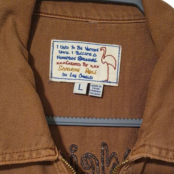 Free People x Sandrine Rose Denim Jumpsuit "Weird is Rad" Sz L - Picture 8 of 11